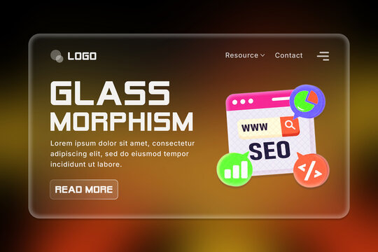 Glassmorphism UI Landing Page Banner Template with Modern Blur Effect