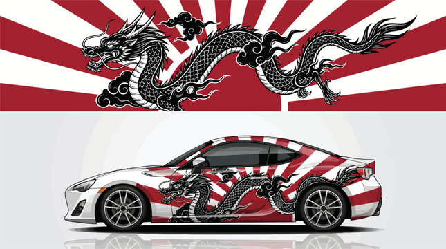 Car with dragon design on side 3.