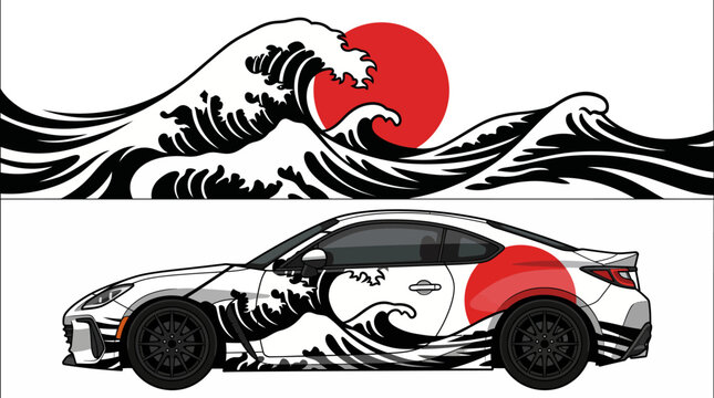 Car with Japanese wave design 1.