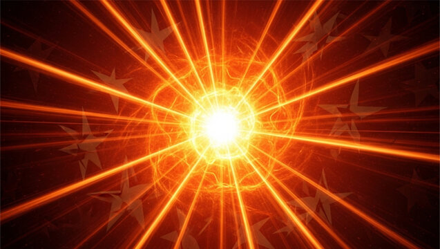Bright glowing energy explosion with intense light rays radiating outward