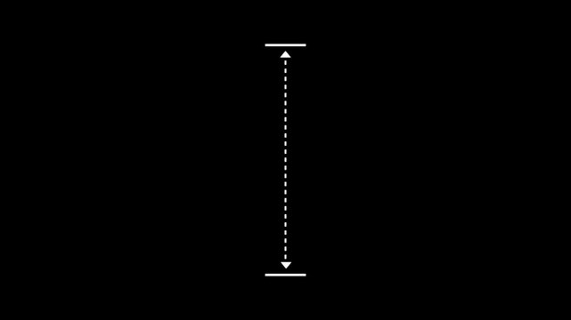White vertical line measuring height animation, alpha channel