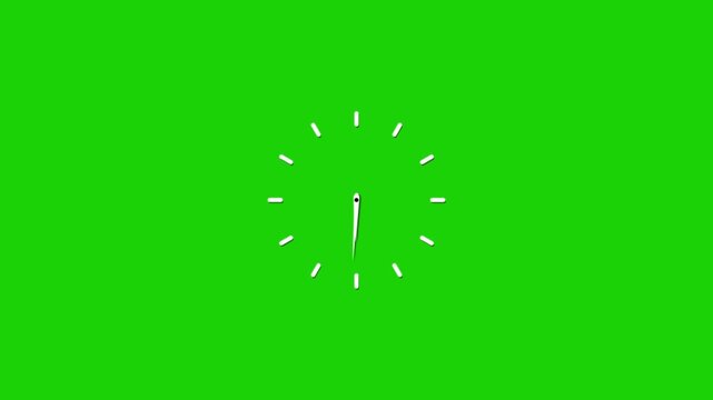 Clock spinning, watch animation on transparent background with alpha channel. Clock icon flat style 24 hours day fast speed with moving timer clock rotation