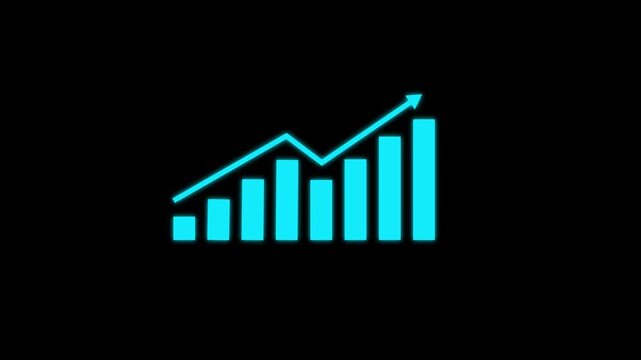 Motion animated footage. Statistics bars columns growth, arrow up. Finance, Bar graph going up, Profit concept, positive increase chart. business graph animation.