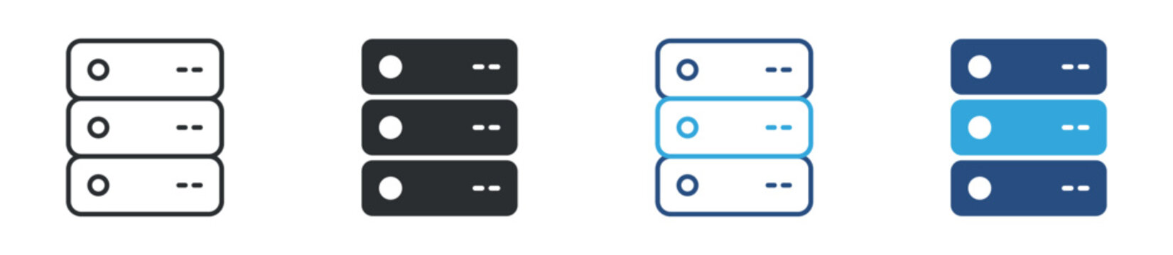 Server storage icon set. database stack system. data center and hosting concept. vector illustration.