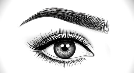Fototapeta premium Close up view of a woman eye with mascara showing detailed eyelashes and blue iris beauty