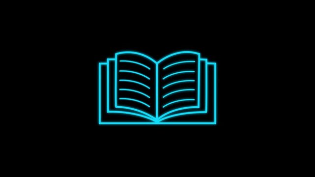 E-Learning And Digital Library Concept With Neon Book Glowing Icon.