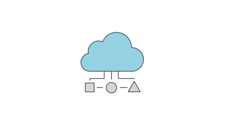 Obraz premium Cloud computing server network illustration, data center storage infrastructure vector, digital hosting and database management concept