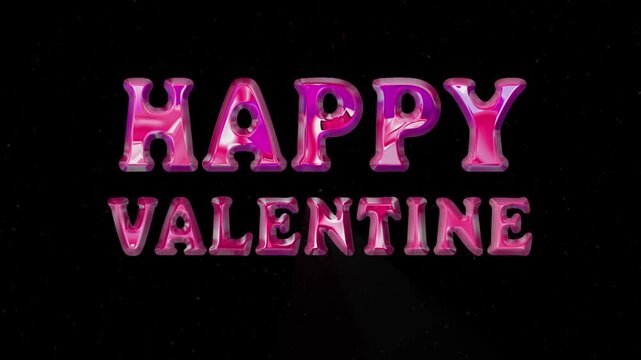 happy valentone text animation. 3d render pink chrome text animation. Perfect for background visuals, motion graphics, branding, greetings, business, services, wallpapers, and digital design projects.