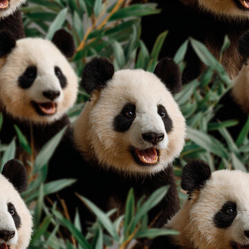 Cute panda pattern in jungle setting