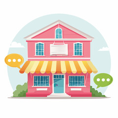 Obraz premium Pink Storefront with Speech Bubbles
