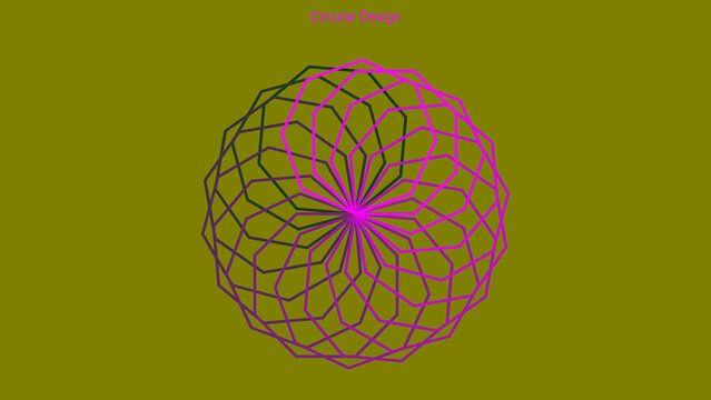 Circular shaped design with hexagon shaped symbols.