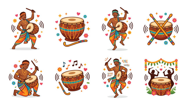 Indian musicians playing traditional parai drums for a festive cultural parade or ceremony.