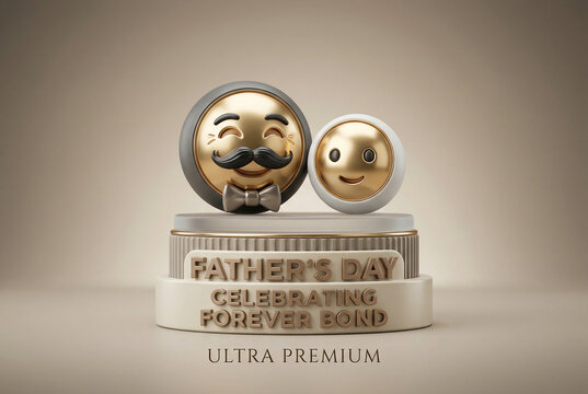 Happy Fathers Day celebration love forever bond between father and son cute emojis premium.