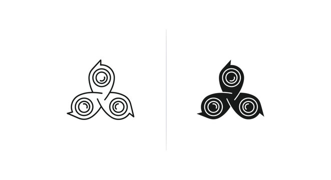 Modern minimalist triple camera lens logo icon set featuring interconnected optical apertures for photography branding, creative media agencies, and visual technology startups.