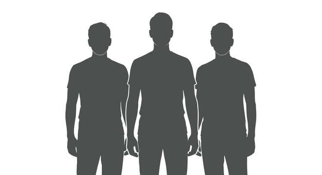 three male silhouettes standing together on a white background isolated figures high quality professional detailed modern elegant stylish clean crisp vibrant