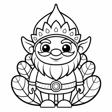 Cute cartoon monkey sitting with crossed legs and hands on knees