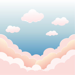 Fototapeta premium Soft cloud sky vector wallpaper with dreamy atmosphere and pastel tones