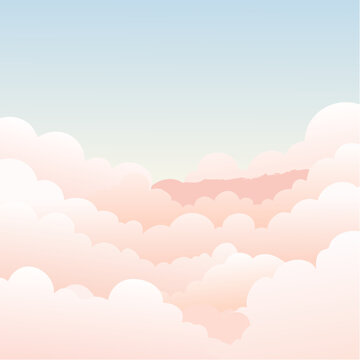 Soft cloud sky vector wallpaper with dreamy atmosphere and pastel tones