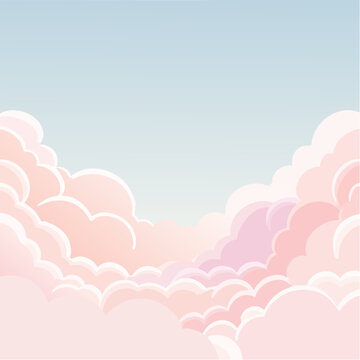 Soft cloud sky vector wallpaper with dreamy atmosphere and pastel tones