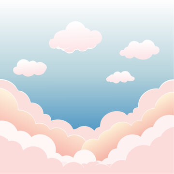 Soft cloud sky vector wallpaper with dreamy atmosphere and pastel tones