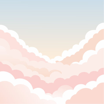 Soft cloud sky vector wallpaper with dreamy atmosphere and pastel tones