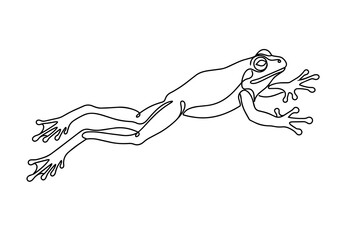 Fototapeta premium Single Line Art Frog Leaping Minimalist Vector Illustration