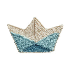 Obraz premium Textured, hand-stitched paper boat crown, light and sky blue