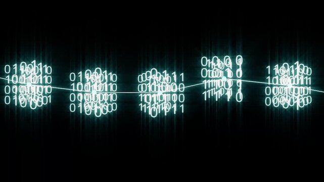 Binary digits float in dark space