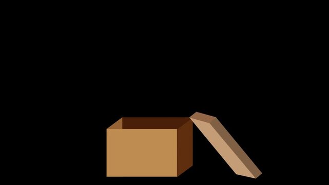 Brown cardboard box opens against black backdrop