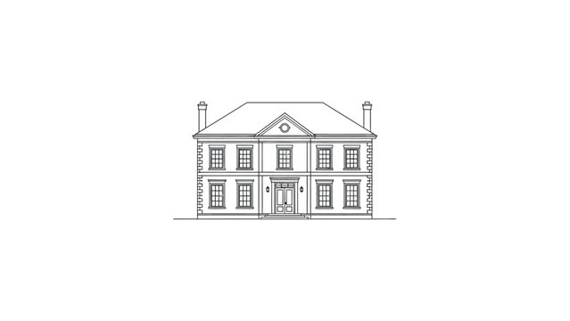 Large house with two chimneys drawing.