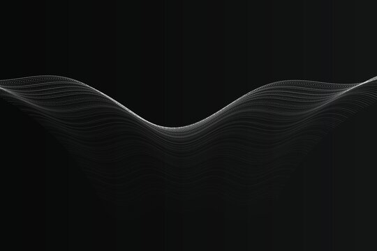White dotted wave form on black background, abstract digital dots