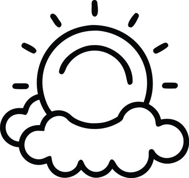 sun and cloud icon simple black and white line drawing on a white background high quality professional detailed modern elegant stylish