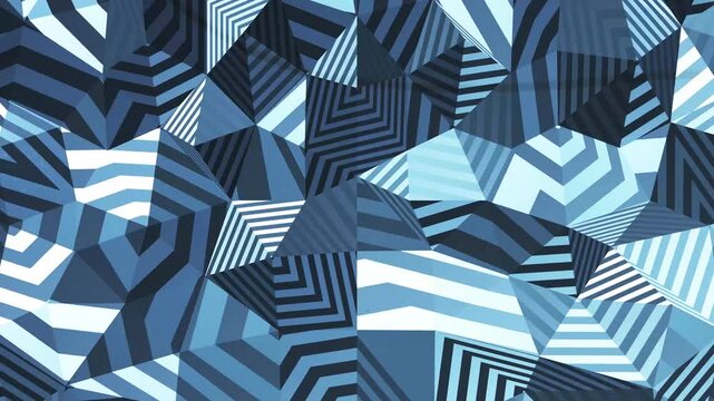 Abstract geometric shapes shift in cool blue tones