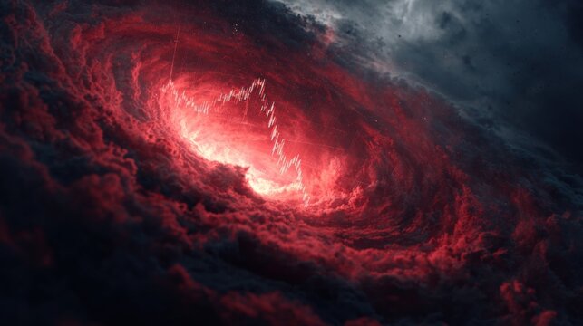 Stock market graph in fiery nebula vortex abstract