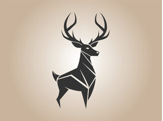 Stylized geometric deer silhouette standing on beige background with silhouette geometric abstract wildlife illustration creature minimalist background isolated majestic woodland creativity © skshajadulislam