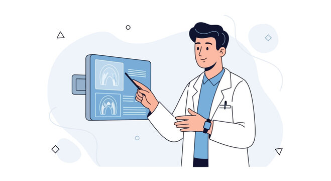 Dentist Explaining Dental X-rays on Screen