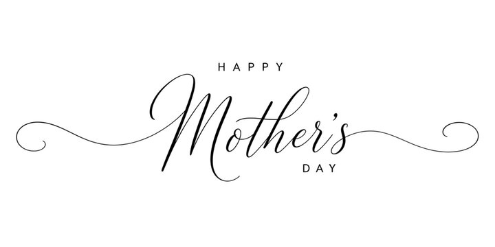 Happy Mothers Day Calligraphy Lettering, Creative Typography Design, Greeting Card Template for Celebration Invitation and Branding
