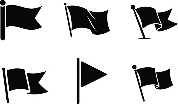 Stages of a flag waving in the wind illustrated simply isolated on transparent background

