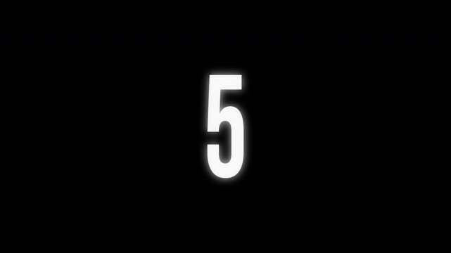 Futuristic digital glitch countdown timer from 10 to zero second, with alpha channel.
