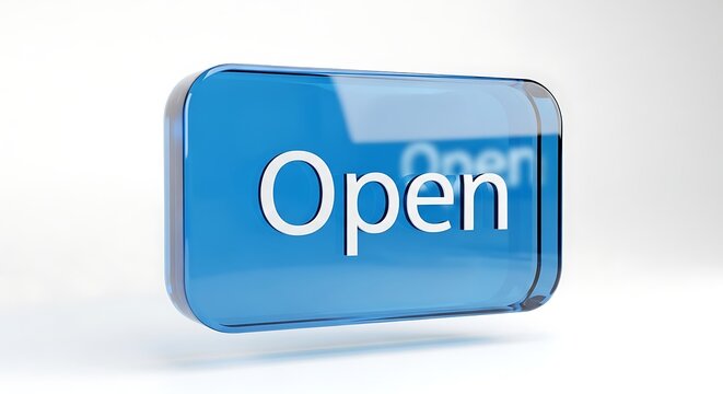 Open Sign Blue Button.