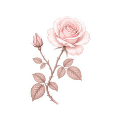 Fototapeta premium vintage_floral_etched_rose_illustration