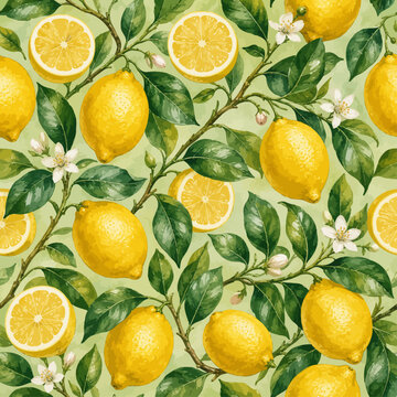 vintage_watercolor_lemon_branch_background