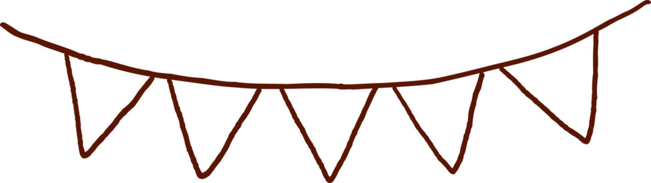 hand drawn party bunting banner with triangular flags doodle garland decoration isolated