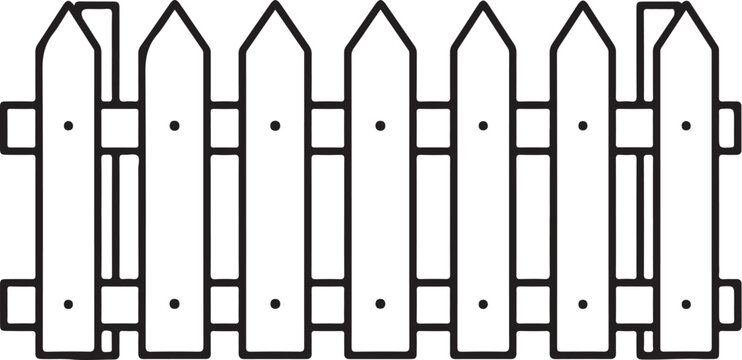 A clean graphic icon of a classic white garden picket fence symbolizing residential comfort and suburban curb appeal.