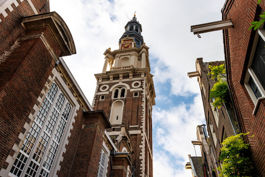 Exterior of the Zuiderkerk church and bell tower in Amsterdam, Noord-Holland, The Netherlands