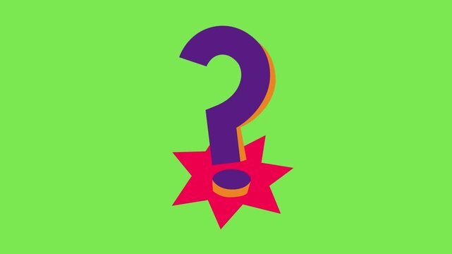 Question mark animation green screen and black screen, inquiry concept motion graphics background, loopable design element for video editing and content