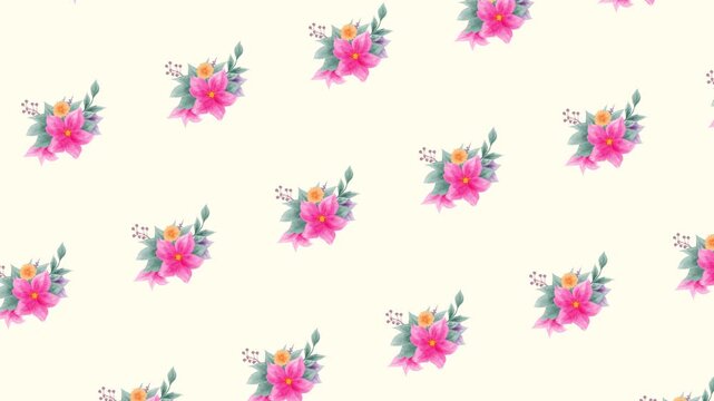 Watercolor flower seamless pattern looping animation