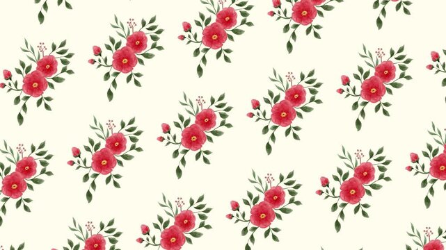 Watercolor flower seamless pattern looping animation