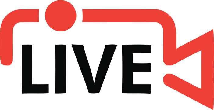 Live stream broadcasting icon with camera silhouette and red indicator