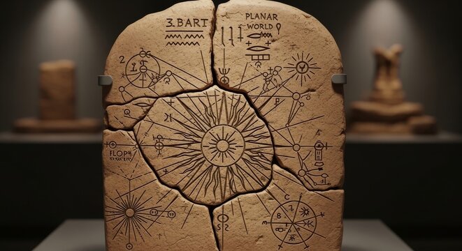 Cracked Clay Tablet Showing Ancient Celestial Theories